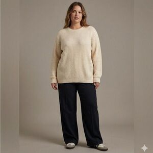 Frank & Oak Cream Cotton Crew Neck Sweater | Size XL